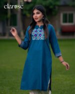 Premium Kurti (Mystic Teal) | Hand Stitched