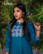 Premium Kurti (Mystic Teal) | Hand Stitched