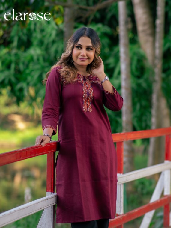 Premium Kurti (Crimson Tree) | Hand Stitched