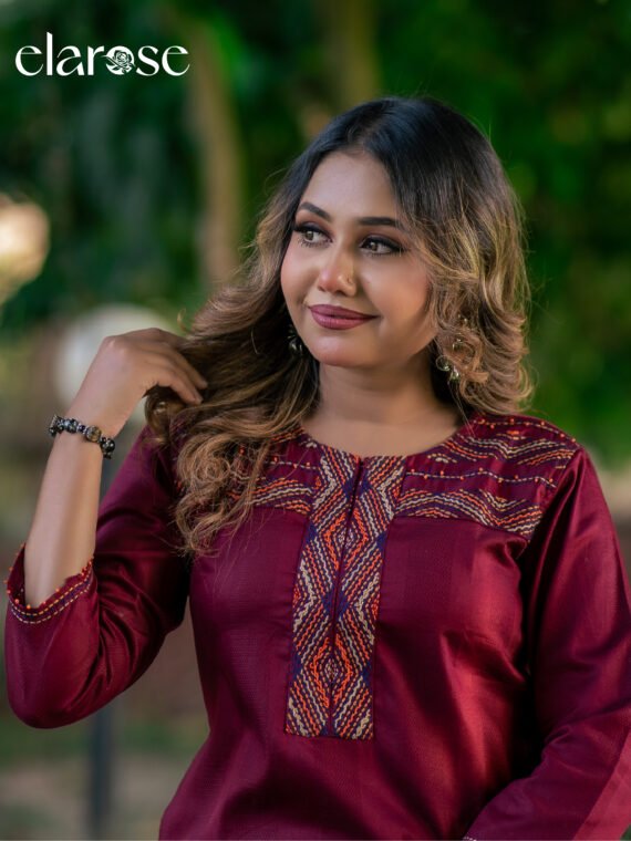 Premium Kurti (Crimson Tree) | Hand Stitched