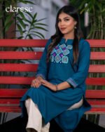 Premium Kurti (Mystic Teal) | Hand Stitched