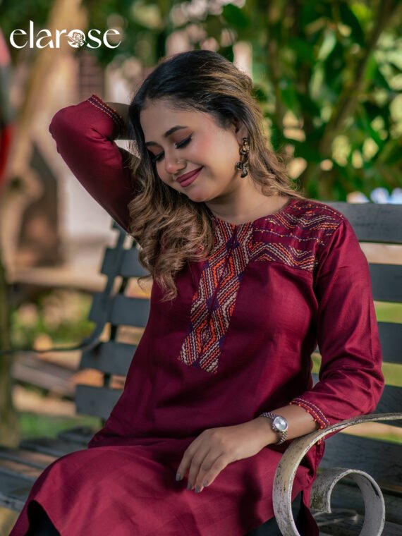 Premium Kurti (Crimson Tree) | Hand Stitched
