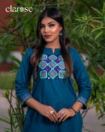 Premium Kurti (Mystic Teal) | Hand Stitched