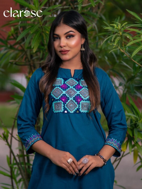 Premium Kurti (Mystic Teal) | Hand Stitched