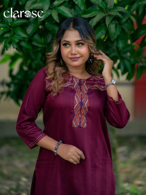 Premium Kurti (Crimson Tree) | Hand Stitched