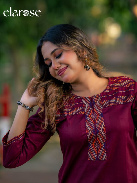 Premium Kurti (Crimson Tree) | Hand Stitched