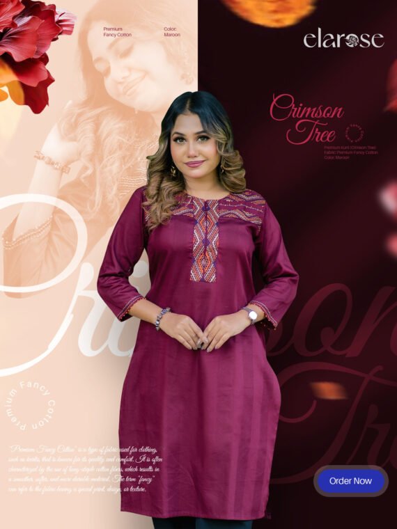 Premium Kurti (Crimson Tree) | Hand Stitched