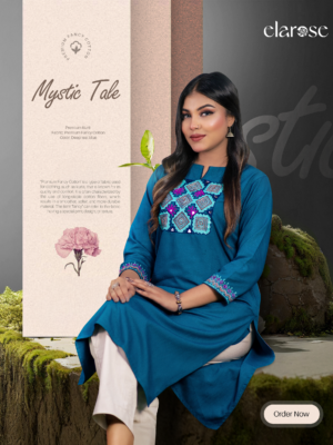 Premium Kurti (Mystic Teal) | Hand Stitched